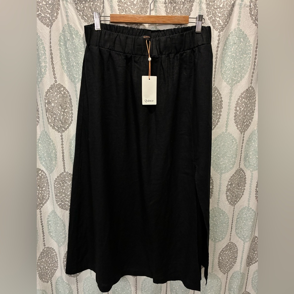 Quince-NWT-Black 100% European Linen Maxi Skirt